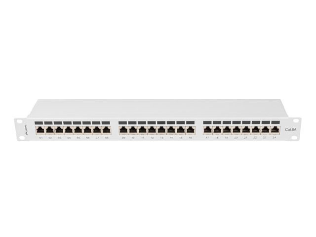 Patch panel 24 porturi 1U Cat.6A FTP gri "PPSA-1024-S" (timbru verde 0.08 lei)