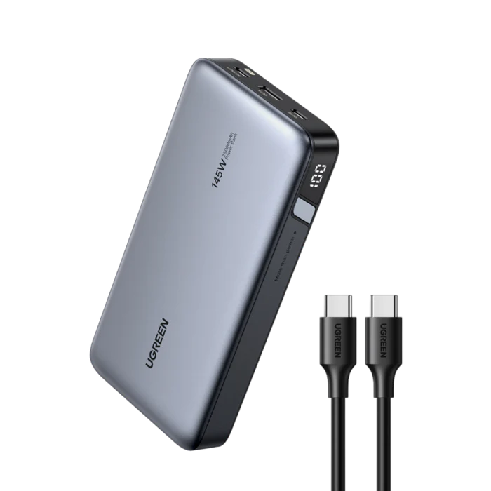 POWER BANK Ugreen "PB205", 25000mAh, PD 3.0 + QC 3.0 145W, 1 x USB; 2 x USB Type-C, digital display pt. status baterie, total 3A, gri, "90597A" (timbru verde 0.98 lei) - 6941876213528