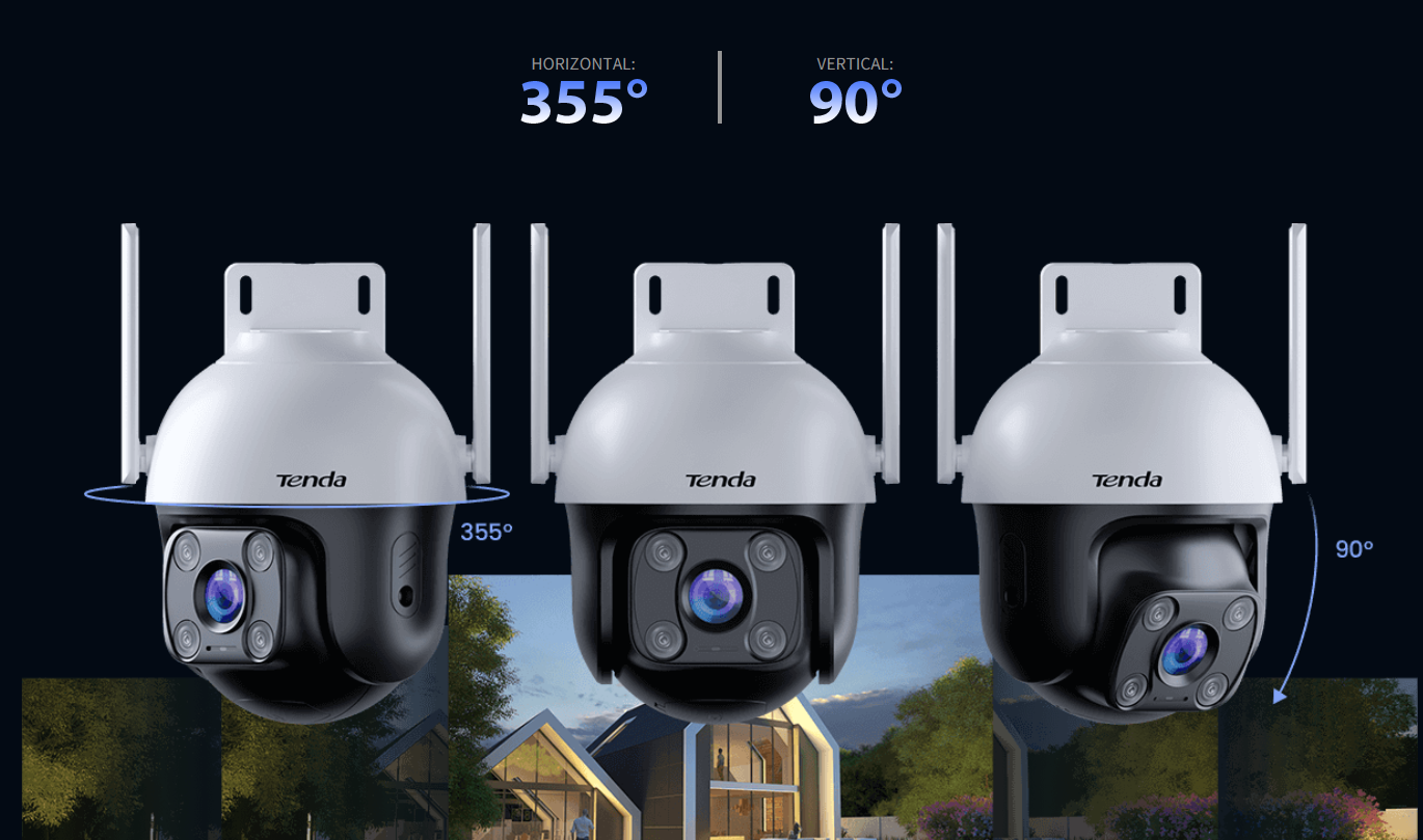 CAMERA IP Exterior Tenda, Full HD 1080P, IP66, dist. IR 30 m, 2 antene externe, tip lentila fixa 4 mm, 2 Mpx, 1 x RJ45 + wireless, microfon, carcasa plastic, slot SD card da, "CH3-WCA" (timbru verde 0.8 lei)