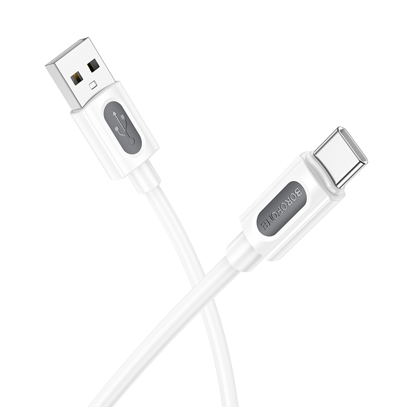 CABLU alimentare si date Borofone "BX114", Fast Charging Data Cable pt. smartphone, USB la USB Type-C 3A , 1m, alb "6941991116896" (timbru verde 0.08 lei)