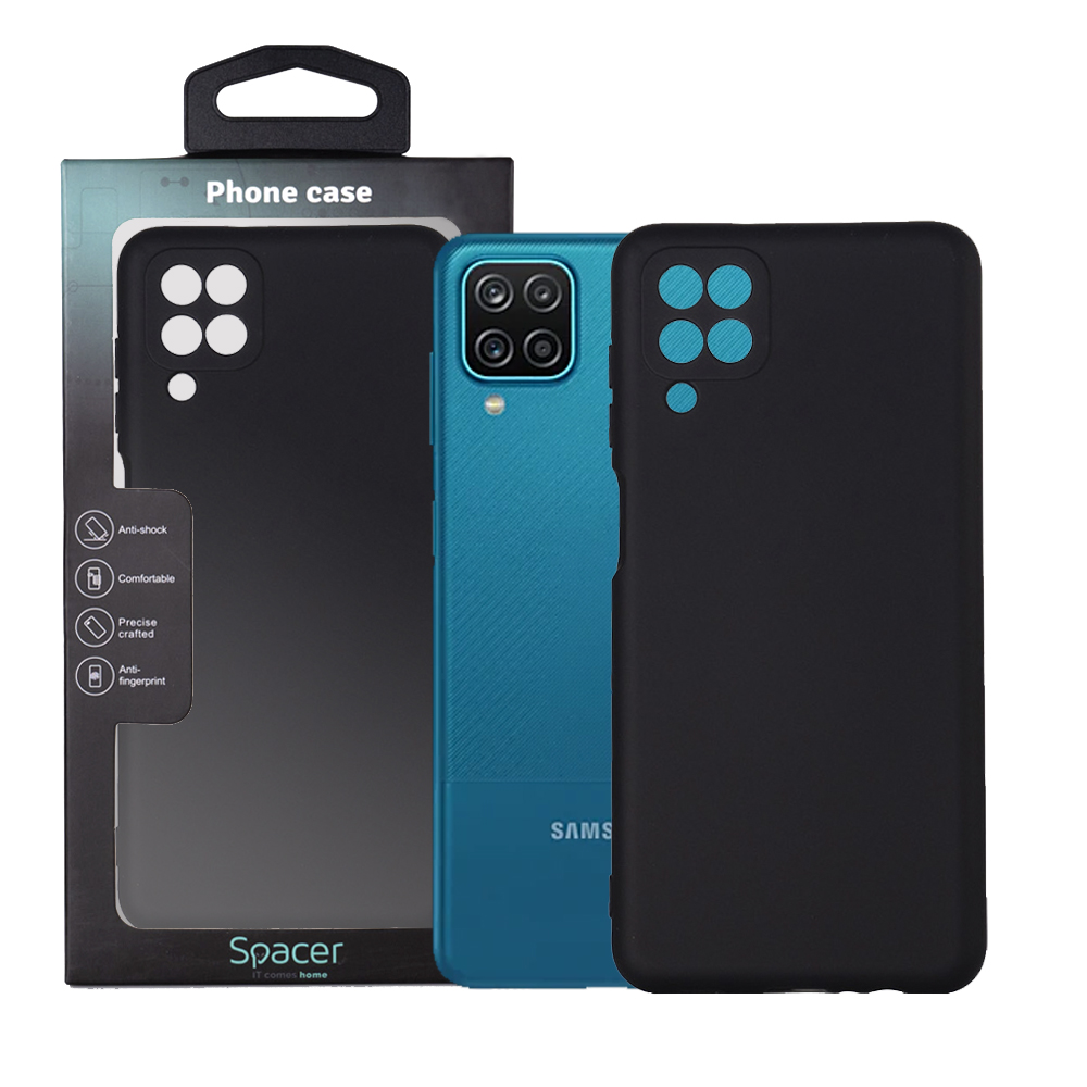 Husa Samsung Galaxy A12 Spacer, negru, grosime 2mm, material flexibil silicon + interior cu microfibra "SPPC-SM-GX-A12-SLK"