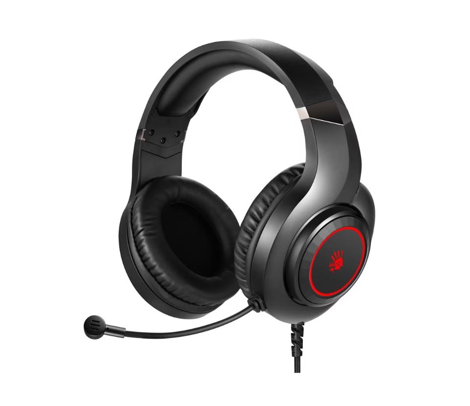 CASTI A4TECH Bloody gaming, cu fir, tip standard, utilizare multimedia (PC and more), microfon pe casca, iluminare, negru, USB, cablu 2m, "G220S" (timbru verde 0.8 lei)
