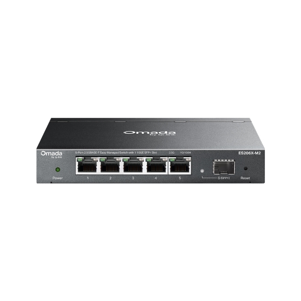 SWITCH TP-LINK Omada easy managed, 5 porturi 2.5G, 1 port SFP+ 10G, fanless, carcasa metalica "ES206X-M2" (timbru verde 0.8 lei)