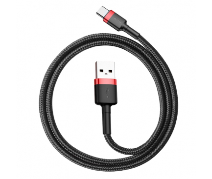 CABLU alimentare si date Baseus Cafule, Fast Charging Data Cable pt. smartphone, USB la USB Type-C 18W, 0.5m, rosu + negru "CATKLF-A91" (timbru verde 0.08 lei) - 6953156278172