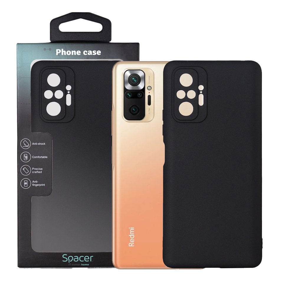 Husa Xiaomi Redmi Note 10 Pro Spacer, negru, grosime 1.5mm, material flexibil TPU "SPPC-XI-RM-N10P-TPU"