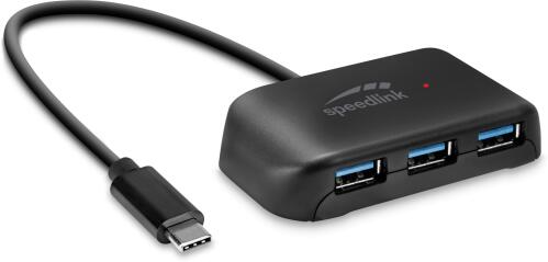 HUB SPEEDLINK SNAPPY EVO 4 PORTS TYPE-C TO USB BK "SL-140203-BK" (timbru verde 0.18 lei)