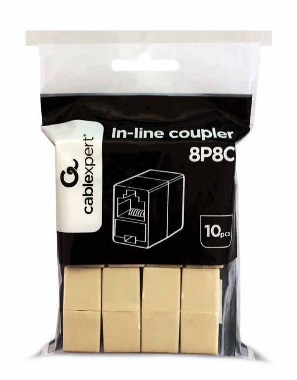 CUPLA RJ-45 GEMBIRD pt. cablu UTP, RJ-45 (M) x 2, plastic, 10 buc, "TA-350-10"