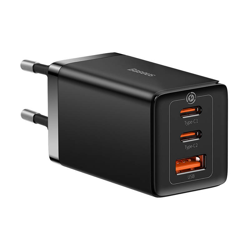 INCARCATOR RETEA Baseus GaN5 PRO, Quick Charge 65W, 2 x USB Type-C Output 5V/3A, 1 x USB, include cablu USB Type-C la USB Type-C 100W, 1m, negru "CCGP120201" (timbru verde 0.18 lei) - 6932172617523