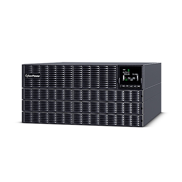 UPS CYBER POWER Online dubla conversie cu sin. pura, cu management, Rack 5U, LCD, 10000VA/10000W, 8x IEC, baterie 20x 12V/9Ah, incarcare pana la 4h, USB, RS232, slot SNMP, APFC, LCD col, EPO, EBM, GreenP, "OLS10KERT5UM" (timbru verde 88 lei)