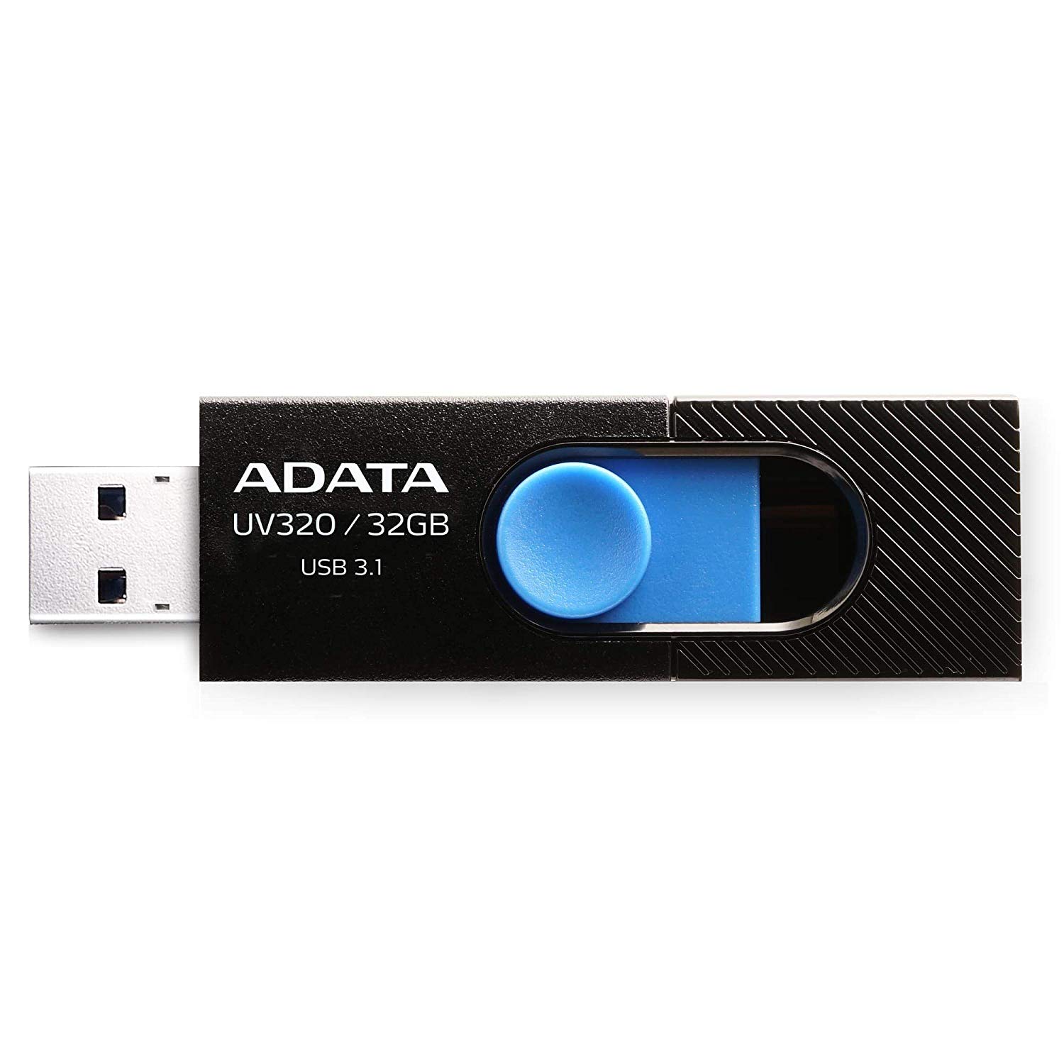 MEMORIE USB 3.2 ADATA 32 GB, retractabila, carcasa plastic, negru / albastru, "AUV320-32G-RBKBL" (timbru verde 0.03 lei)
