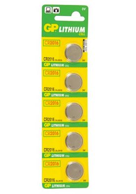 Baterie GP Batteries, butoni (CR2016) 3V lithium, blister 5 buc. "GPCR2016-2CPU5" "GPPBL2016143" (timbru verde 0.01 lei)