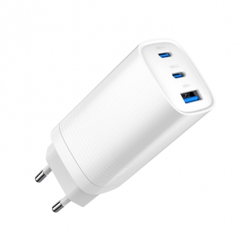 ALIMENTATOR retea 220V GEMBIRD, universal, 2 x USB Type-C 3.25A PD 65W, 1 x USB-A 3.0 maxim 2.25A QC 27W, alb, "TA-UC-PDQC65-01-W" (timbru verde 0.18 lei)