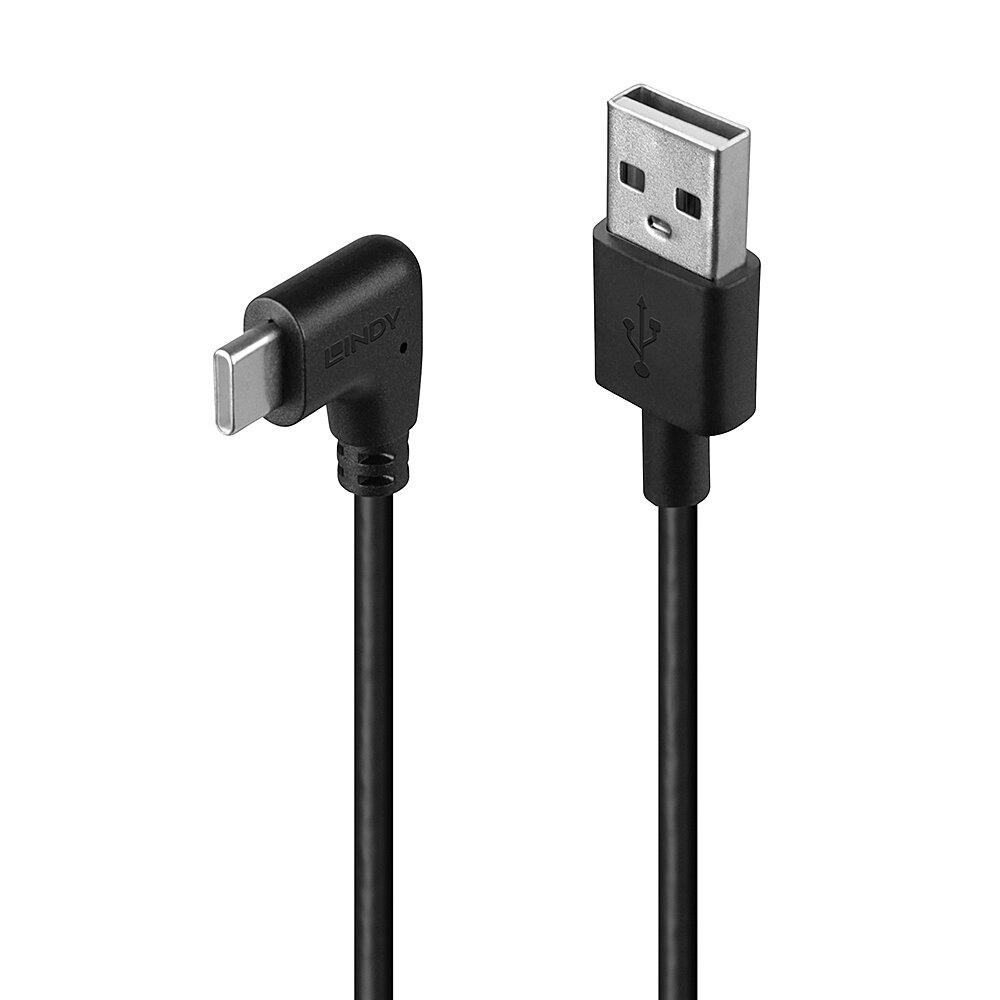 Cablu Lindy USB C 2 90° 1m negru "LY-32001" (timbru verde 0.8 lei)