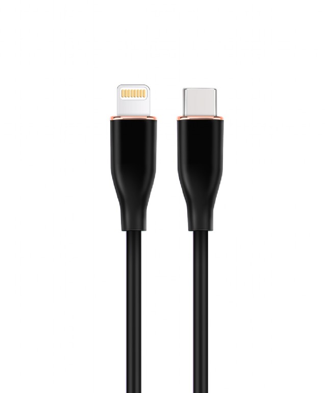 CABLU alimentare si date GEMBIRD, pt. smartphone, USB 2.0 Type-C (T) la Lightning (T), 20W, 1.5m, protectie silicon, negru, "CC-USB2S-CM8PM-1.5M-BK" (timbru verde 0.08 lei)