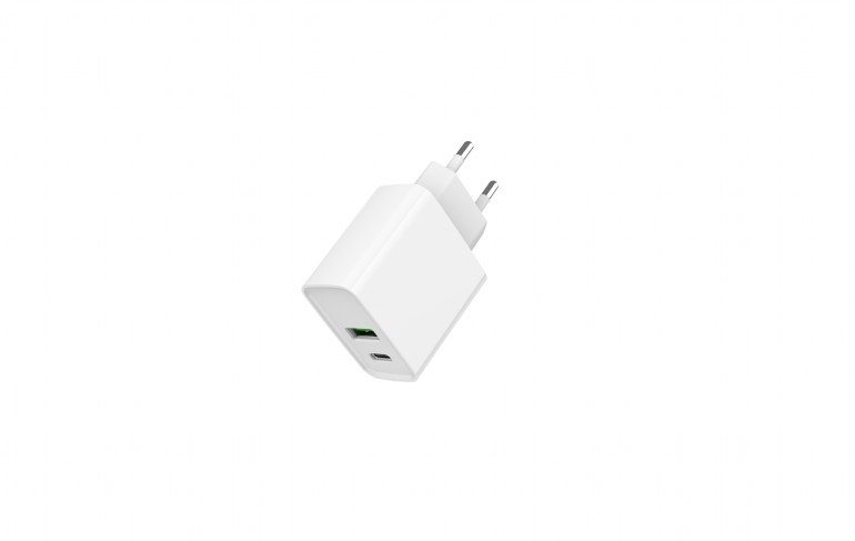 ALIMENTATOR retea 220V GEMBIRD, universal, 1 x USB Type-C 3.4A PD 20W, 1 x USB-A 3.0 maxim 3.4A QC 20W, alb, "TA-UC-PDQC20-01-W" (timbru verde 0.18 lei)