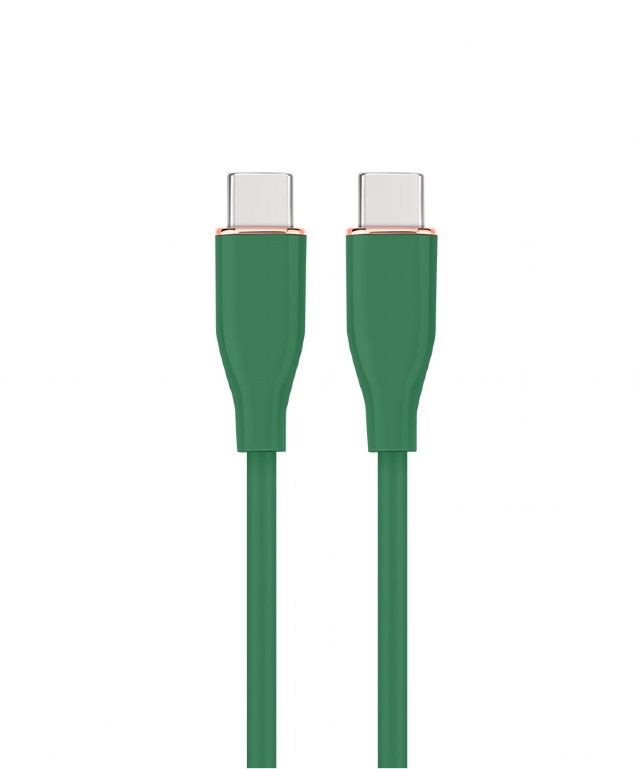 CABLU alimentare si date GEMBIRD, pt. smartphone, USB 2.0 Type-C (T) la USB 2.0 Type-C (T), 60W, 1.5m, protectie silicon, verde, "CC-USB2S-CMCM-1.5M-G" (timbru verde 0.08 lei)