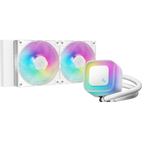 COOLER DeepCool "LE240 V2 Wh", skt. LGA1851, LGA 1700, AM4, AM5, racire cu lichid, 2 x 120mm, 500 - 2100 RPM, RGB adresabil, alb "R-LE240-WHAMMN-G-2" (timbru verde 2.00 lei)