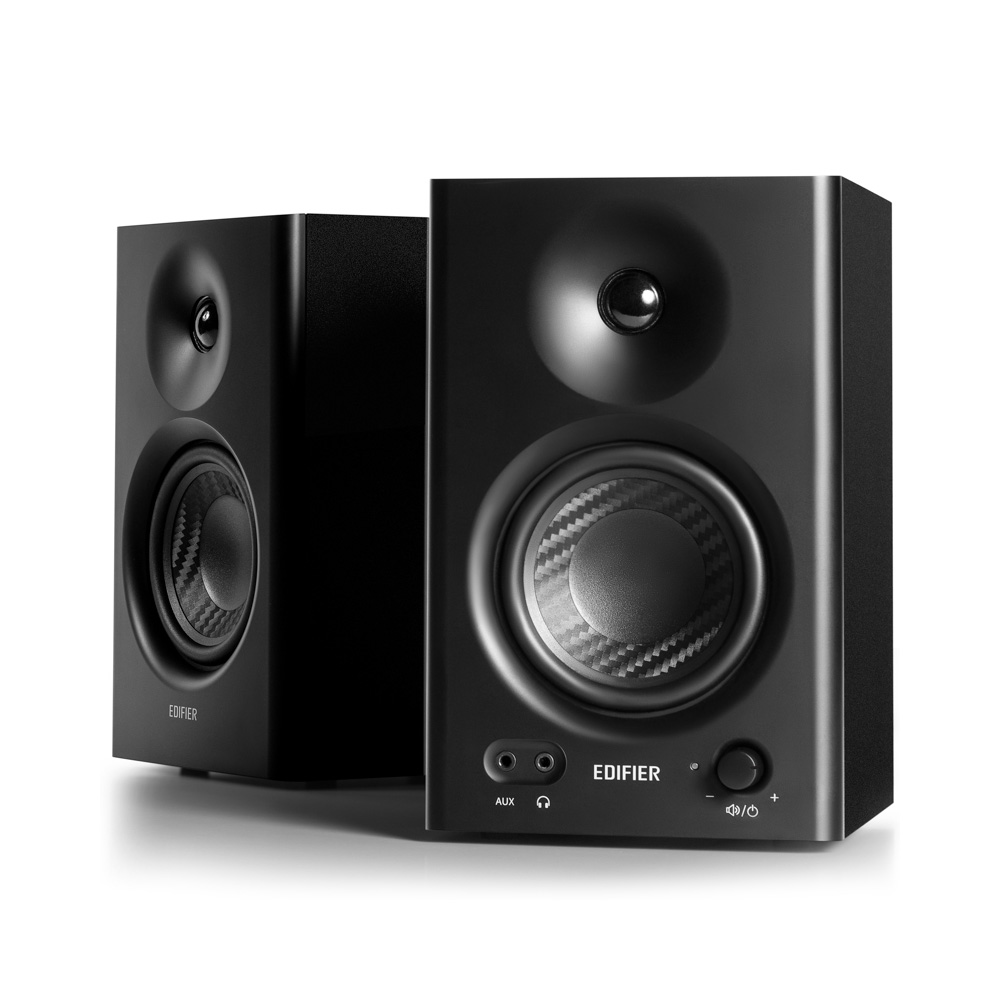 BOXE EDIFIER 2.0, RMS: 42W (2 x 21W), studio monitor, volum, bass, treble, intrare jack 6.35 TRS balanced, RCA, iesire casti, black, "MR4-BK" (timbru verde 11.00 lei)