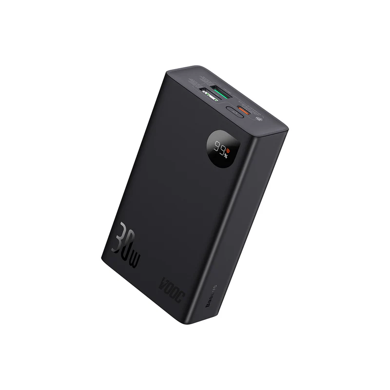 POWER BANK Baseus Adaman2, display, capacitate 20000mAh, 30W, 1 x USB Type-C, 2 x USB, total 5V/3A, include cablu USB la USB Type-C de 30 cm, negru, "PPAD050101" (timbru verde 0.98 lei) - 6932172613563