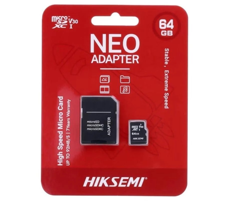 CARD MicroSD HIKSEMI, 64 GB, MicroSDXC, clasa 10, standard UHS-I U1, include adaptor SD "HS-TF-C1/64G/adapter" (timbru verde 0.03 lei)
