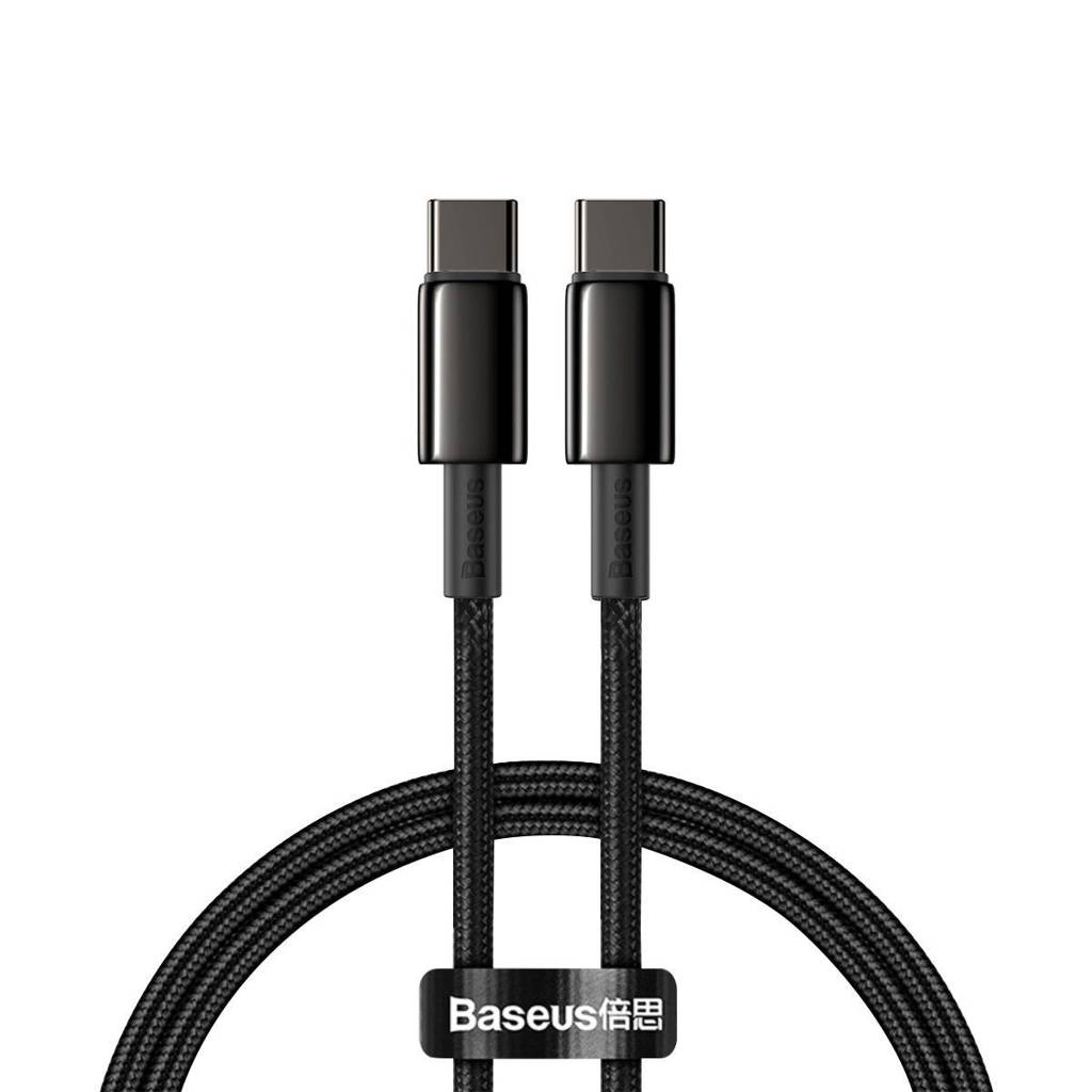 CABLU alimentare si date Baseus Tungsten Gold, Fast Charging Data Cable pt. smartphone, USB Type-C la USB Type-C 100W, braided, 1m, negru "CATWJ-01" (timbru verde 0.18 lei) - 6953156232051