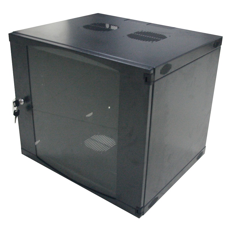 CABINET 19" LOGILINK 12U 540x450mm, fixare pe perete, Flatpack (dezasamblat), Black, usa sticla cu blocare, otel 1.2mm, sarcina maxima 30Kg, "W12F64B"