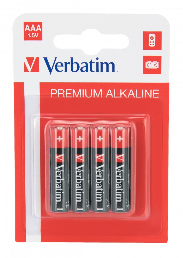 BATERIE VERBATIM AAA (R3), 1.5V alcalina, 4 buc., "49920" (timbru verde 0.32 lei)