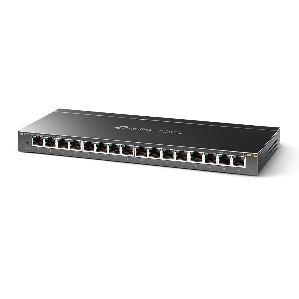 SWITCH TP-LINK 16 porturi Gigabit. carcasa metalica "TL-SG116E" (timbru verde 2 lei)