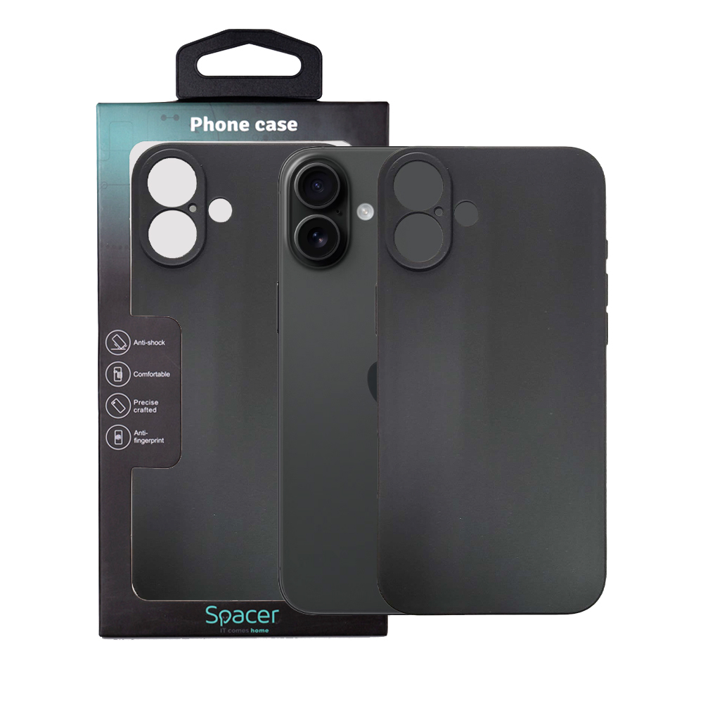Husa Iphone 16 Plus Spacer, grosime 1.5mm, material flexibil TPU, negru "SPPC-AP-IP16PL-TPU"