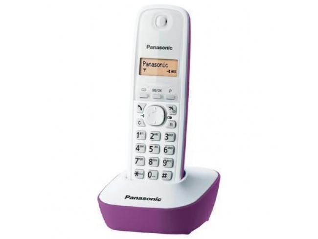 Telefon DECT alb/violet, KX-TG1611FXF, Panasonic, "KX-TG1611FXF" (timbru verde 0.8 lei)