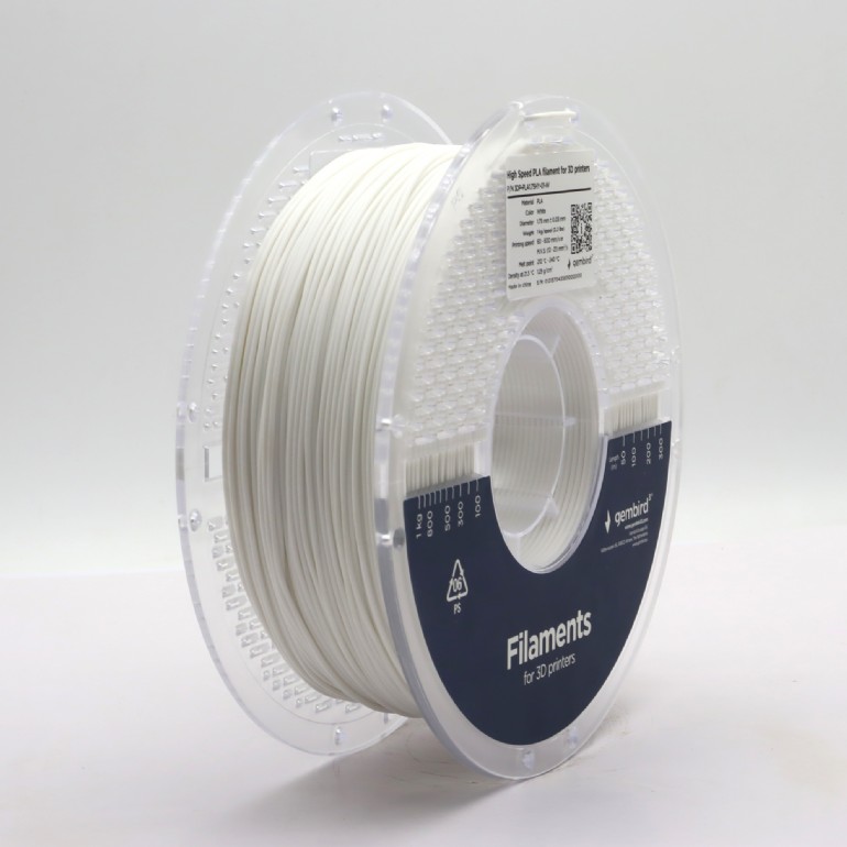 FILAMENT GEMBIRD pt. imprimanta 3d, PLA, 1.75mm diamentru, 1Kg / bobina, aprox. 330m, topire 210-240 grC, white, "3DP-PLA1.75HY-01-W"