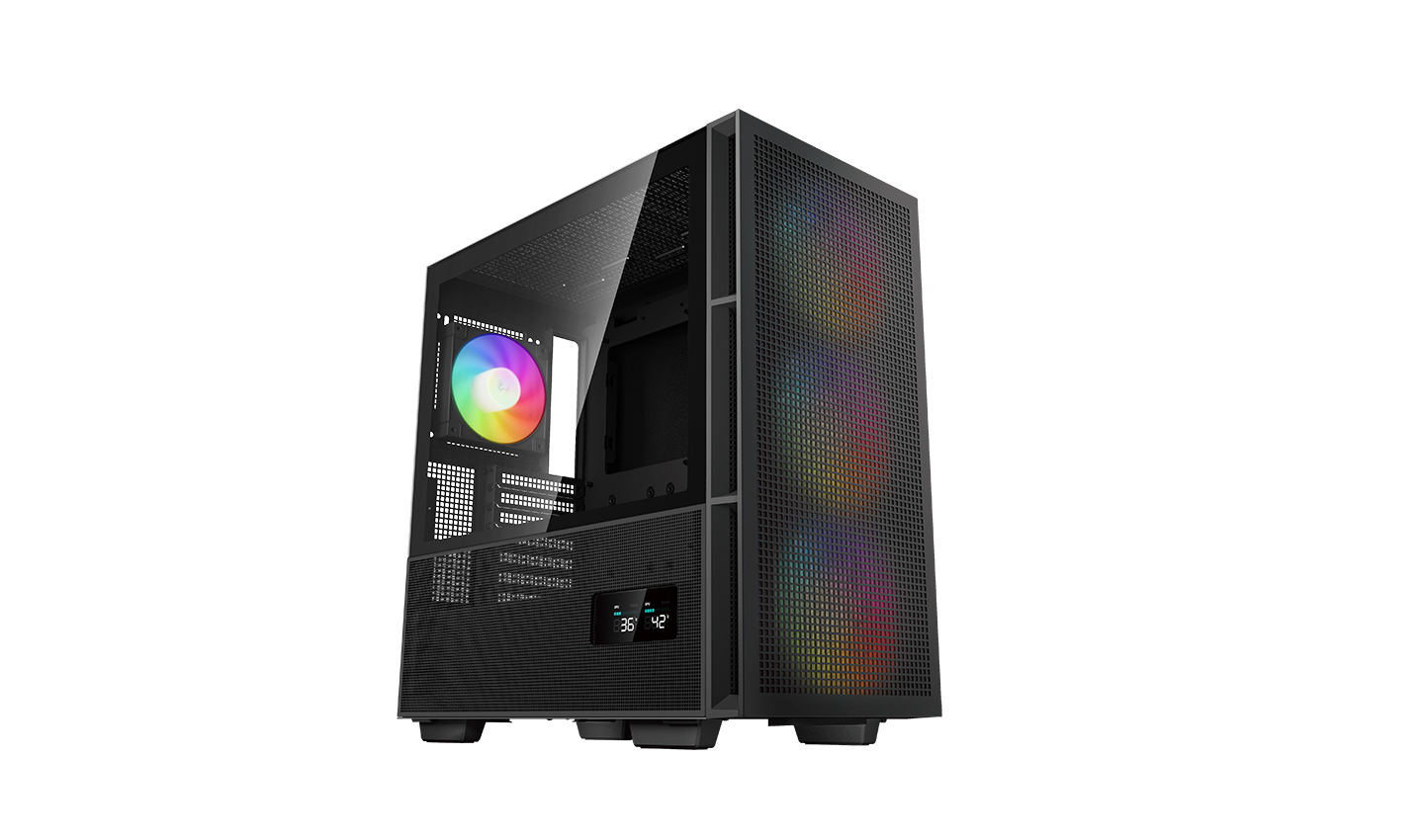 CARCASA DeepCool "CH560 Digital", Middle Tower, ATX, fara sursa, sticla securizata, 4xfan RGB, USB 3.2 gen 1 x 1, USB Type-C x 1, Jack 3.5 mm, negru, "R-CH560-BKAPE4D-G-1"