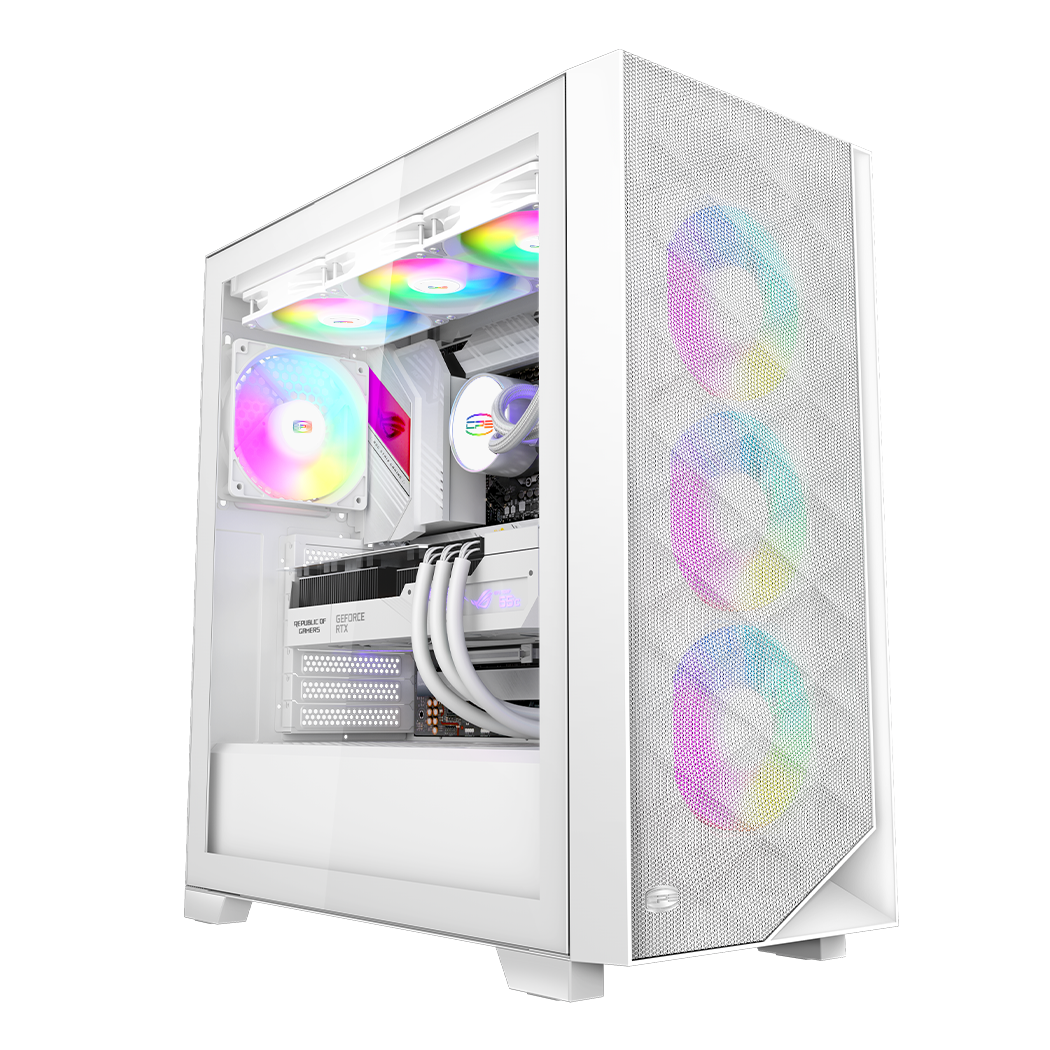 CARCASA PCCOOLER, Middle Tower, ATX, fara sursa, sticla securizata, 3 ventilatoare incluse, iluminare ARGB, alb, USB 3.2 gen 2 x 2, mic, audio, "C3D510 ARGB WH"
