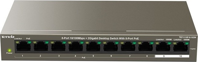 TENDA 8-PORT POE SWITCH TEF1110P-8-102W "TEF1110P-8-102W" (timbru verde 2 lei)