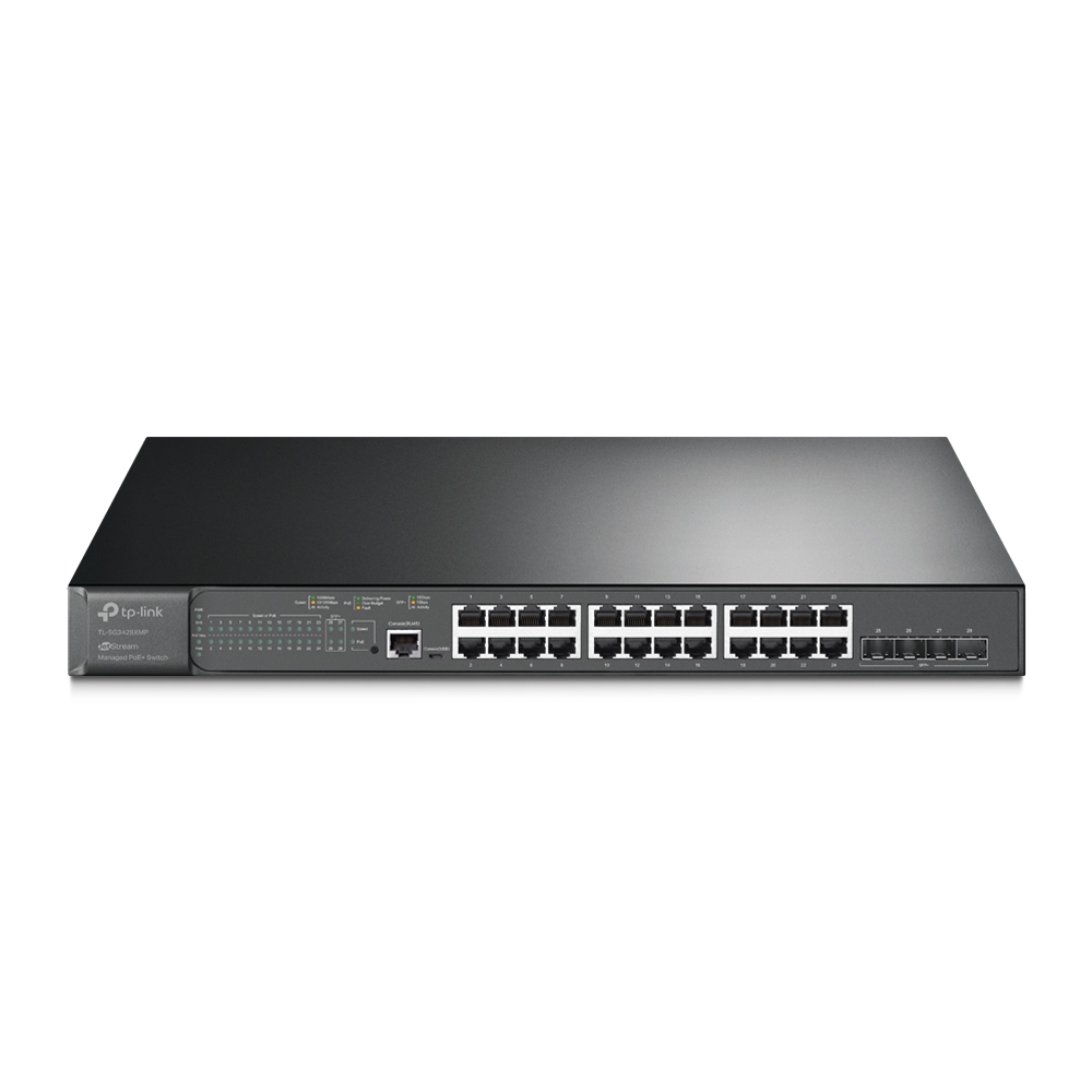 Switch cu management L2 TP-Link POE, 24 Porturi Gigabit, 4 x SFP+ Gigabit "TL-SG3428XMP" (timbru verde 2 lei)