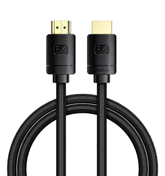 CABLU video Baseus High Definition, HDMI (T) la HDMI (T), versiunea 2.1, rezolutie maxima 8K UHD (7680 x 4320) la 60 Hz, conectori auriti, 2m, negru "CAKGQ-K01" (timbru verde 0.8 lei) - 6953156204164