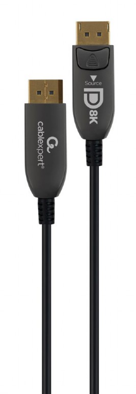 CABLU video GEMBIRD, DisplayPort (T) la DisplayPort (T), 10m, premium AOC (Active Optical Cable), conectori auriti, rezolutie maxima 8K (7680 x 4320) la 60 Hz, negru, "CC-DP8K-AOC-10M" (timbru verde 0.03 lei)