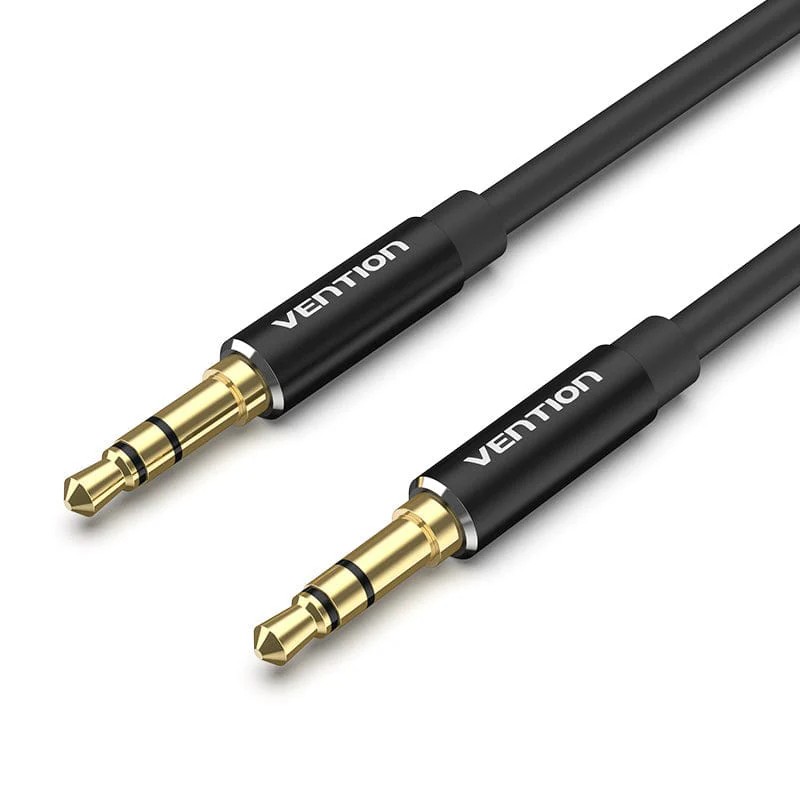 Cablu audio Vention, Jack 3.5mm (T) la Jack 3.5mm (T), 1m, conectori auriti, negru, "BAKBF" (timbru verde 0.08 lei)