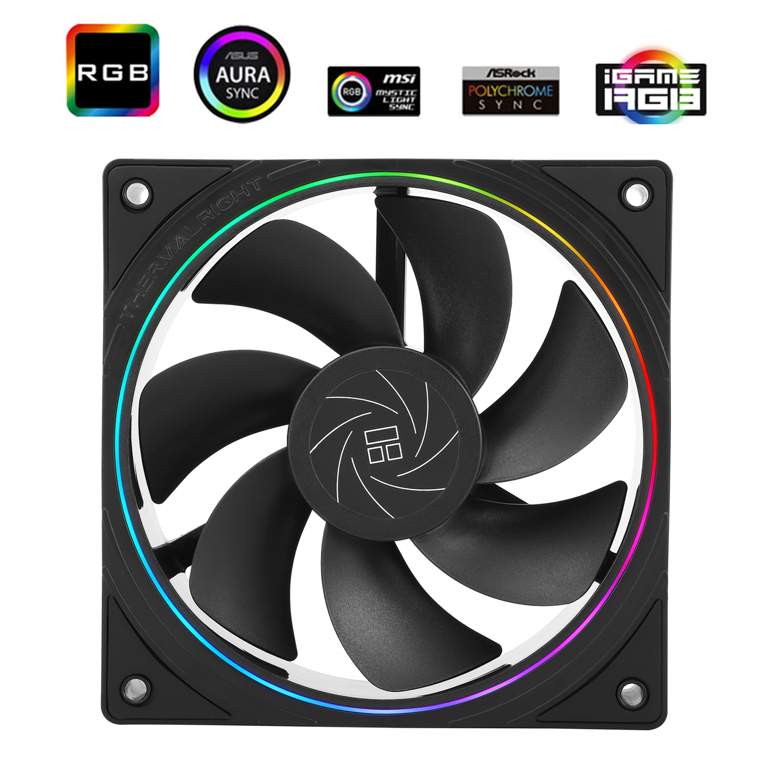 Ventilator Thermalright "TL-S12R", 120mm, 1500 RPM, S-FDB Bearing, 47.6 CFM, LED ARGB, 4pin PWM, negru, "TL-S12R" (timbru verde 0.18lei)