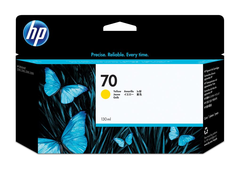 Cartus Cerneala Original HP Yellow, nr.70, pentru Design Jet Z3100|2100|3200|5200|75400, 130ml, incl.TV 1.2incl.TV "C9454A"