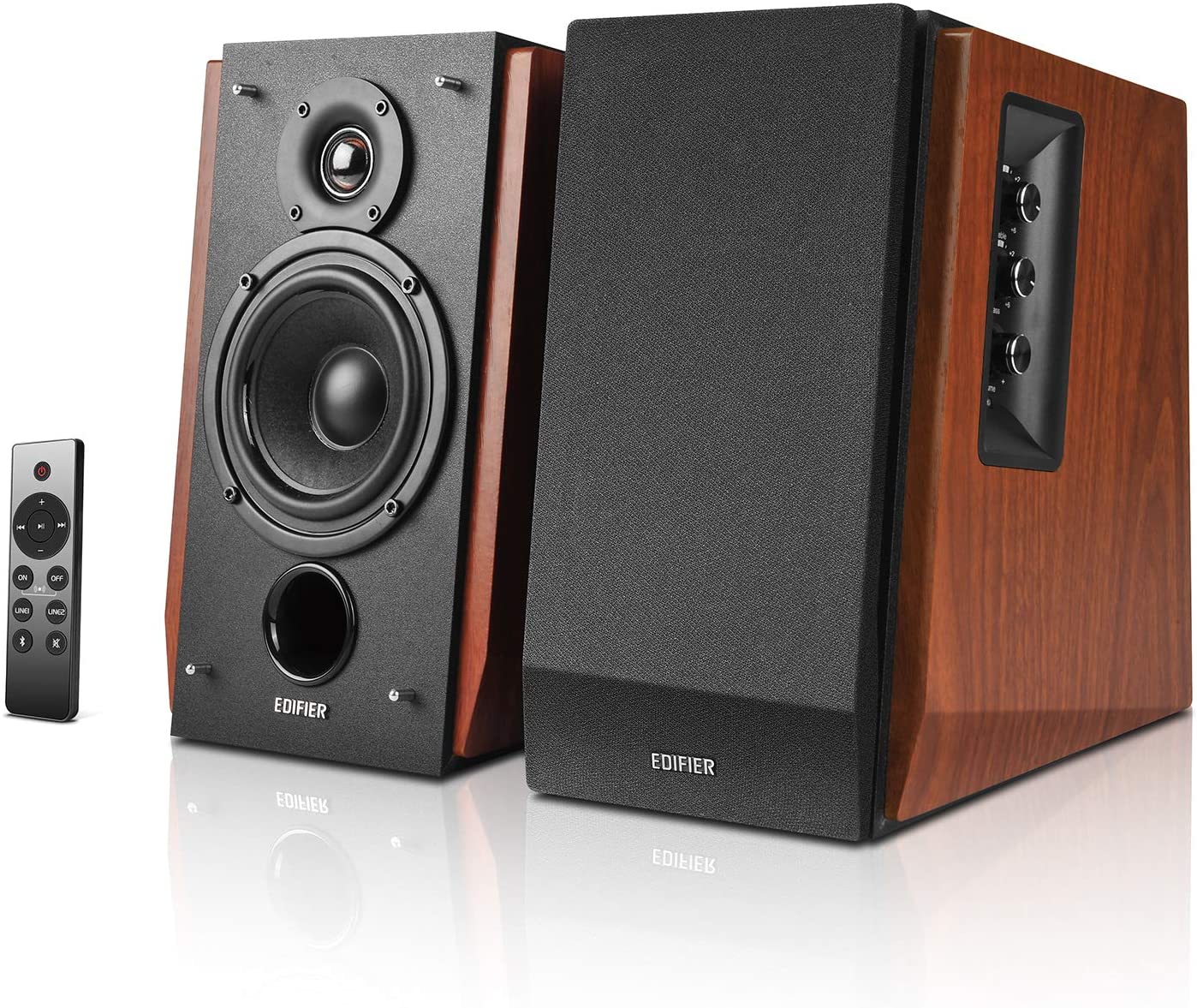 BOXE EDIFIER 2.0, RMS: 66W (2 x 15W, 2 x 18W), bluetooth, telecomanda wireless, volum, bass, treble, dual RCA, sub-out, brown, "R1700BTS-BR" (timbru verde 11.00 lei)
