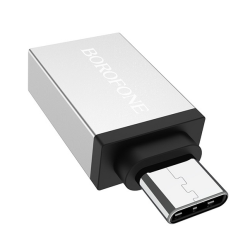 ADAPTOR Borofone "BV3" , USB 3.0 (M) to USB Type-C (T), corp metalic, argintiu "6957531090328" (timbru verde 0.18 lei)