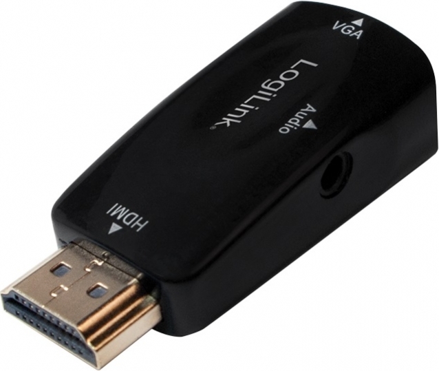 ADAPTOR video LOGILINK, splitter HDMI (T) la VGA (M) + Jack 3.5mm (M), rezolutie maxima Full HD (1920 x 1080) la 30Hz, black, "CV0107" (timbru verde 0.8 lei)