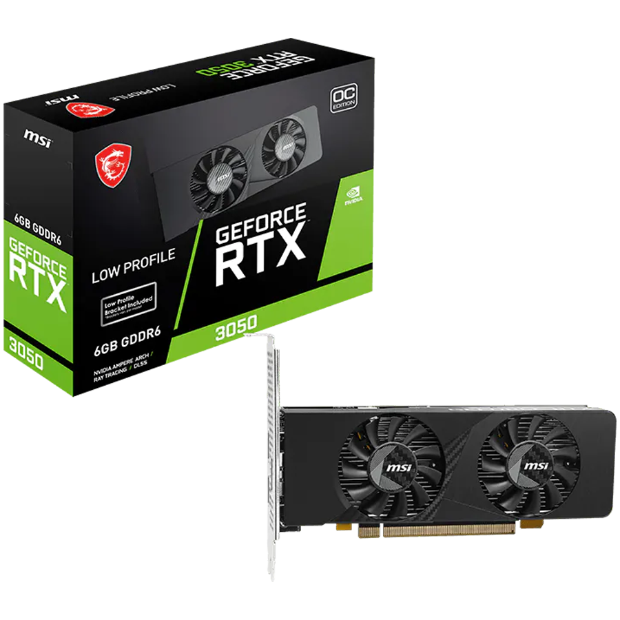 MSI Video Card Nvidia GeForce RTX 3050 LP E 6G OC, 2x HDMI, 1x DP, DUAL FAN, ATX "RTX_3050_LP_E_6G_OC"
