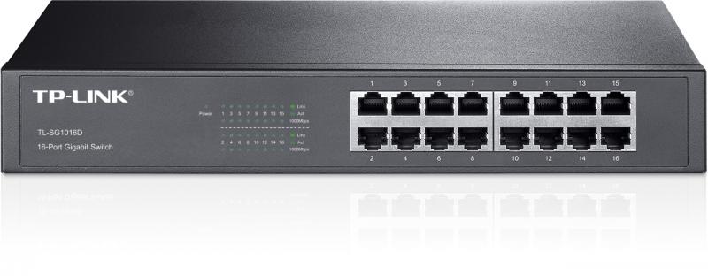 SWITCH TP-LINK 16 porturi Gigabit, carcasa metalica, rackabil "TL-SG1016D" (timbru verde 2 lei)