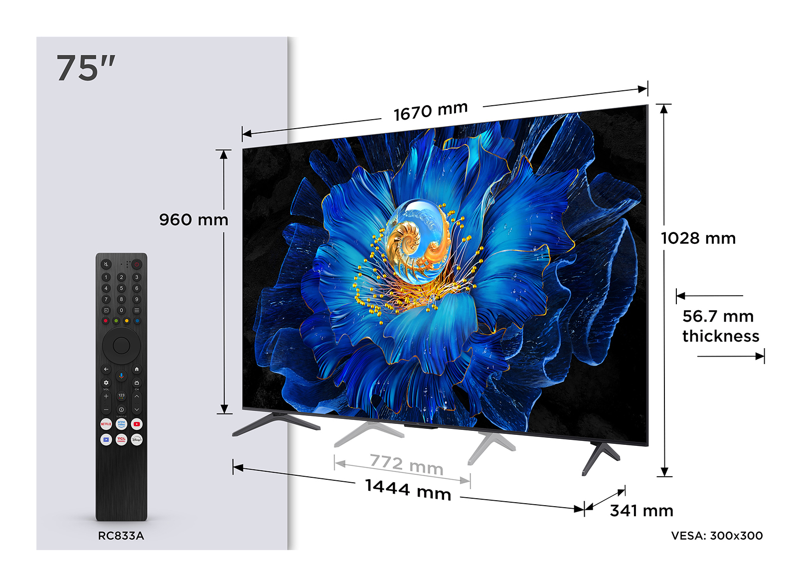 Televizor Mini LED TCL 190 cm (75") 75C69KS, Ultra HD 4K, Smart TV, WiFi, CI+ "75C69KS" (timbru verde 15 lei)