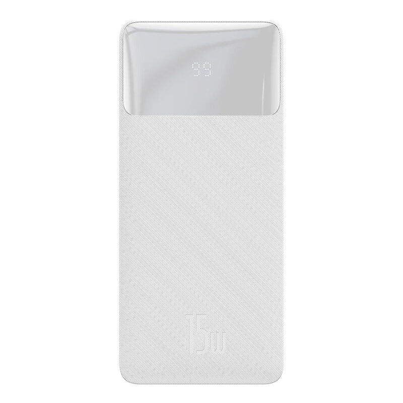 POWER BANK Baseus Bipow, 20000mAh, 15W, 2 x USB; 1 x USB Type-C, digital display pt. status baterie, total 3A, alb, "PPBD050102" (timbru verde 0.98 lei) - 6932172618223