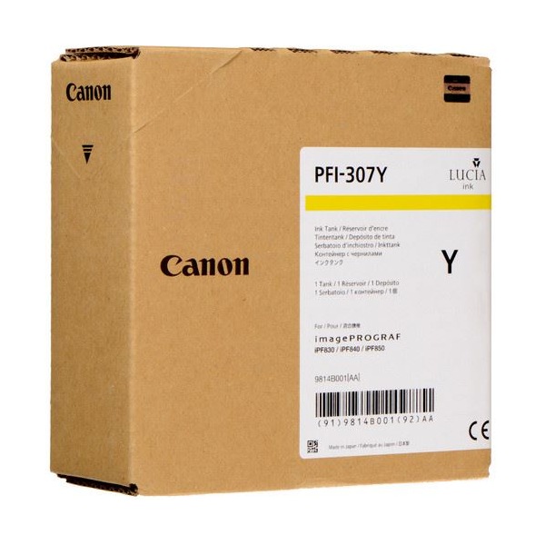 Cartus Cerneala Original Canon Yellow, PFI-307Y, pentru IPF 830|840|850, 330ml, (timbru verde 0.15 lei),NOPP, "CF9814B001AA"