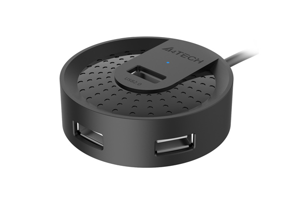 HUB extern A4TECH, porturi USB-A: USB 2.0 x 4, conectare prin USB , cablu 1.5 m, negru, "HUB-20-BK" (timbru verde 0.8 lei)
