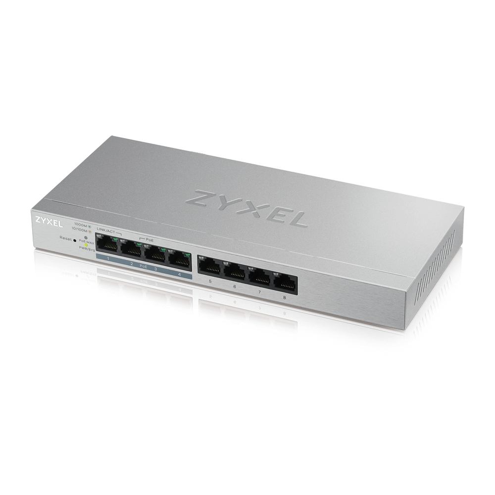 SWITCH PoE ZYXEL, port Gigabit x 8, SFP nu, managed, rackabil, carcasa metalica, "GS1200-8HPV2-EU0101F" (timbru verde 2 lei)